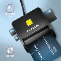 Axagon CRE-SM3SD USB Smart card & SD/microSD/SIM Flat lecteur de cartes à puce Intérieure USB 2.0 Noir - 3