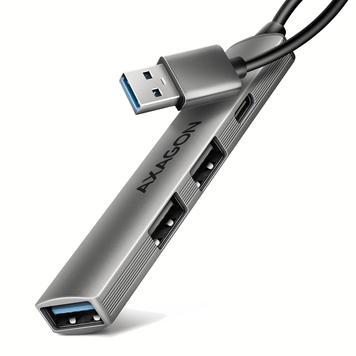 Axagon HUB USB HUE-STA, 4x USB ALU STRIP hub, 1x USB-A 5Gbps, 2x USB-A & 1x USB-C 480Mbps, kabel USB-A 12cm USB 3.2 Gen 1 (3.1 Gen 1) Type-A 5 Mbit/s Gris