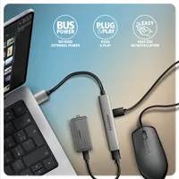 Axagon HUB USB HUE-STA, 4x USB ALU STRIP hub, 1x USB-A 5Gbps, 2x USB-A & 1x USB-C 480Mbps, kabel USB-A 12cm USB 3.2 Gen 1 (3.1 Gen 1) Type-A 5 Mbit/s Gris - 4