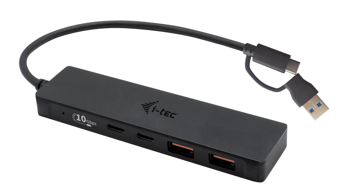 i-tec Metal C31HUBMETAL2A2C hub & concentrateur USB 3.2 Gen 1 (3.1 Gen 1) Type-C 10000 Mbit/s Noir