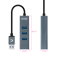 Nanocable 10.16.4402 hub & concentrateur USB 3.2 Gen 1 (3.1 Gen 1) Type-A Gris - 2