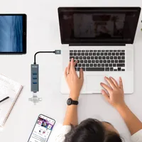 Nanocable 10.16.4402 hub & concentrateur USB 3.2 Gen 1 (3.1 Gen 1) Type-A Gris - 5