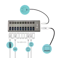 i-tec USB 3.0 Charging HUB 10 port + Power Adapter 48 W - 2