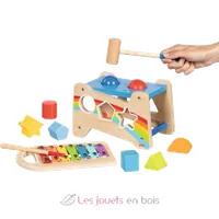 Banc à marteler en bois Goki  2 en 1 avec Circuit à boules - 3