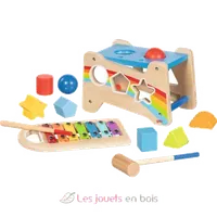 Banc à marteler en bois Goki  2 en 1 avec Circuit à boules - 2