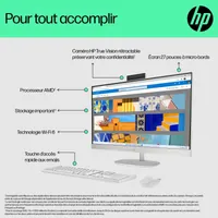 HP All-in-One 27-cr0076nf PC AMD Ryzen™ 7 7730U 68,6 cm (27") 1920 x 1080 pixels 32 Go DDR4-SDRAM 1 To SSD Windows 11 Home Wi-Fi 6 (802.11ax) Blanc - 4