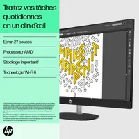 HP All-in-One 27-cr0076nf PC AMD Ryzen™ 7 7730U 68,6 cm (27") 1920 x 1080 pixels 32 Go DDR4-SDRAM 1 To SSD Windows 11 Home Wi-Fi 6 (802.11ax) Blanc - 7