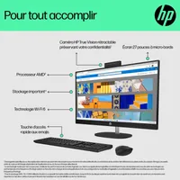 HP All-in-One 27-cr0076nf PC AMD Ryzen™ 7 7730U 68,6 cm (27") 1920 x 1080 pixels 32 Go DDR4-SDRAM 1 To SSD Windows 11 Home Wi-Fi 6 (802.11ax) Blanc - 8