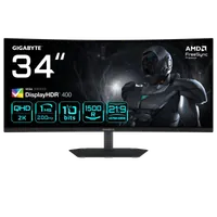 GIGABYTE G34WQC2 Moniteur Gaming Incurvé 34” WQHD - 3440 x 1440, 1500R, 200Hz, 1ms, 450 cd/m², AMD FreeSync Premium, DisplayHDR 400, HDMI 2.0, Displayport 1.4 - 1