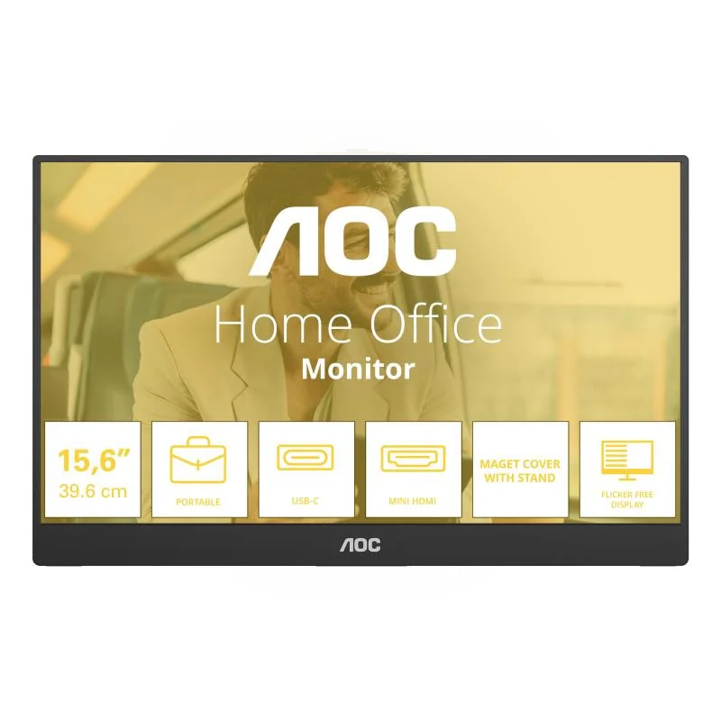 AOC 16T20E2 téléviseur et moniteur portables Moniteur portable Noir 39,6 cm (15.6") LED 1920 x 1080 pixels
