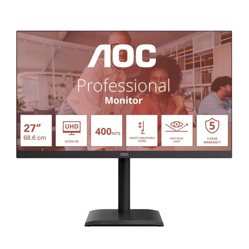AOC E4 U27E4CV écran plat de PC 68,6 cm (27") 3840 x 2160 pixels 4K Ultra HD LED Noir