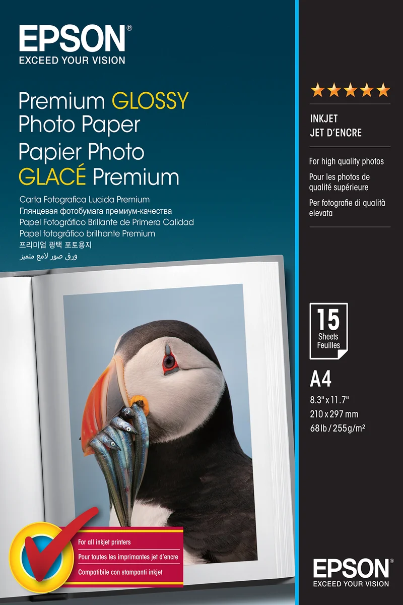 Epson Premium Glossy Photo Paper - A4 - 15 Feuilles