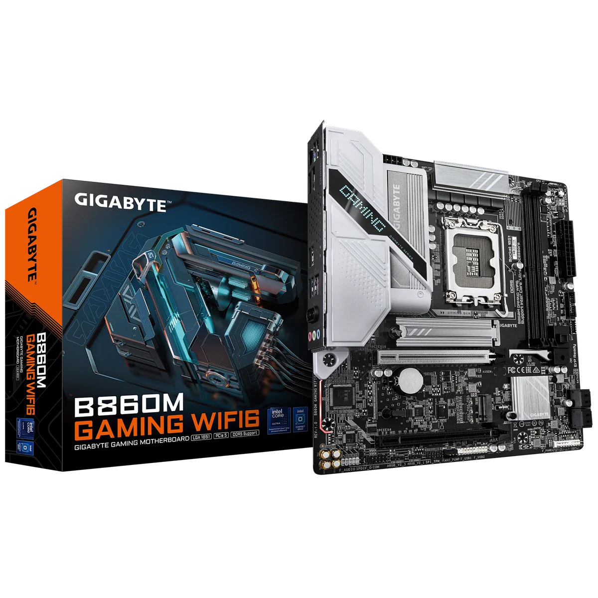 GIGABYTE B860M GAMING WIFI6 Carte Mère - Intel Core Ultra Series CPUs, 8+1+2 Phases VRM, jusqu’à 9066MHz DDR5, 1xPCIe 5.0 + 1xPCIe 4.0 M.2, 2.5GbE LAN, WIFI 6, USB 3.2 Gen 1