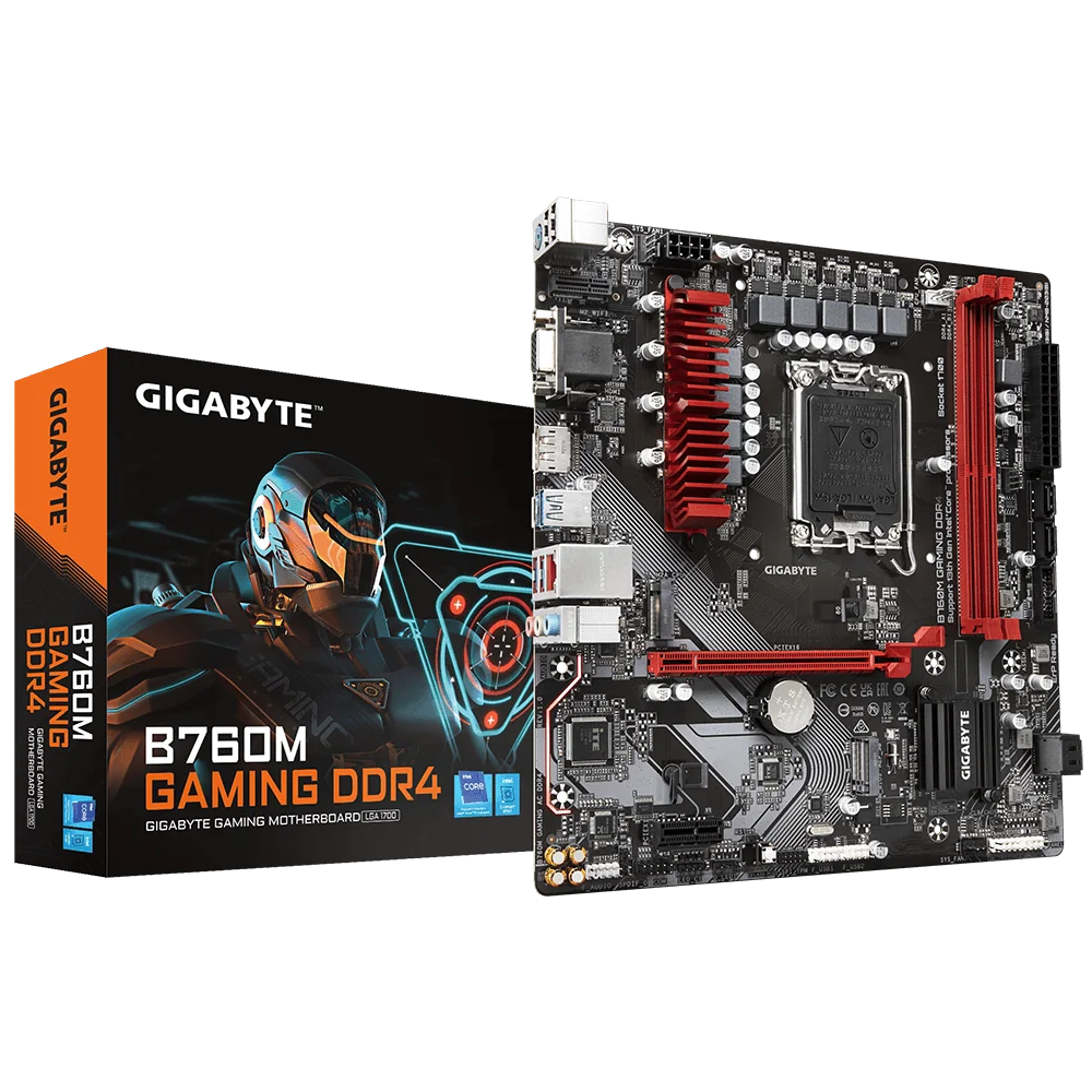 GIGABYTE B760M GAMING DDR4 Carte Mère - Prend en charge les processeurs Intel Core de 14e génération, VRM numérique 6+2+1 phases, jusqu'à 5333MHz DDR4 (OC), 2xPCIe 4.0 M.2, LAN 2.5GbE, USB 3.2 Gen1