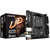 GIGABYTE A520I AC Carte Mère - Prend en charge les processeurs AMD Ryzen 5000 Series AM4, 6 phases VRM numériques, jusqu'à 5300MHz DDR4 (OC), 1xPCIe 3.0 M.2, WIFI, GbE LAN, USB 3.2 Gen1