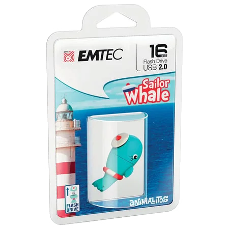 Clé USB 2.0 Emtec M337 Baleine Marinière - 16Go (Bleu)