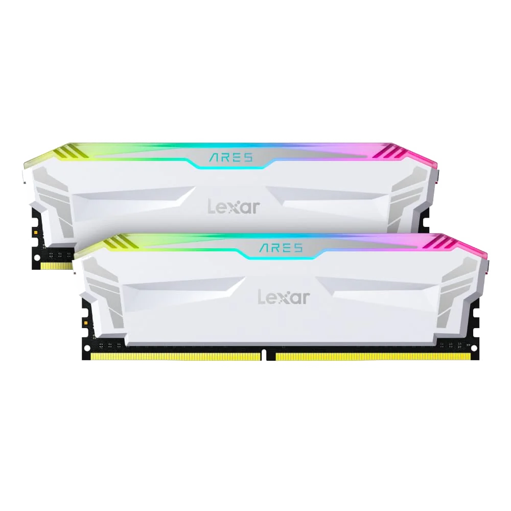 Kit Barrettes mémoire 32Go (2x16Go) DIMM DDR5 Lexar Ares RGB  6400MHz (Blanc)