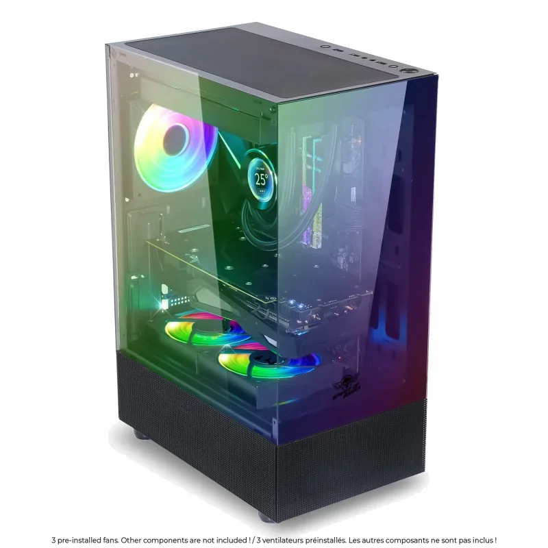 Boitier Moyen Tour ATX Spirit Of Gamer Spectra Dark RGB avec panneaux vitrés (Noir)