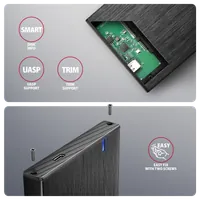 Axagon EE25-XA6C Boîtier de disques de stockage Boîtier disque dur/SSD Noir 2.5" - 6