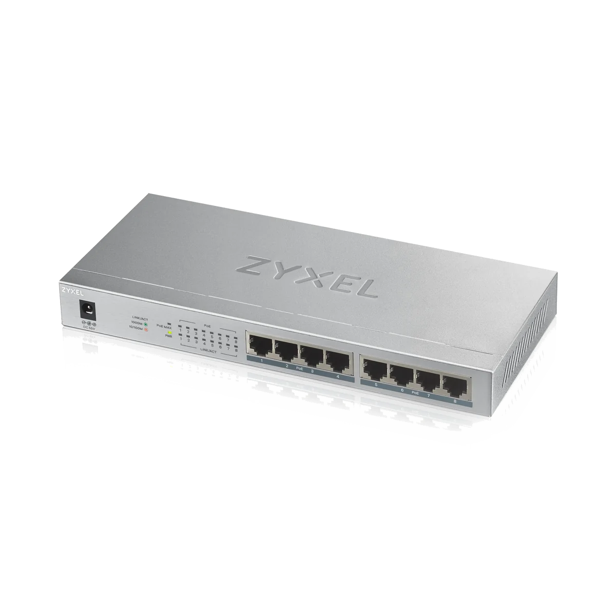 Zyxel GS1008HP Non-géré Gigabit Ethernet (10/100/1000) Connexion Ethernet, supportant l'alimentation via ce port (PoE) Gris
