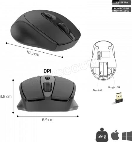 Souris sans fil Advance Feel (Noir)