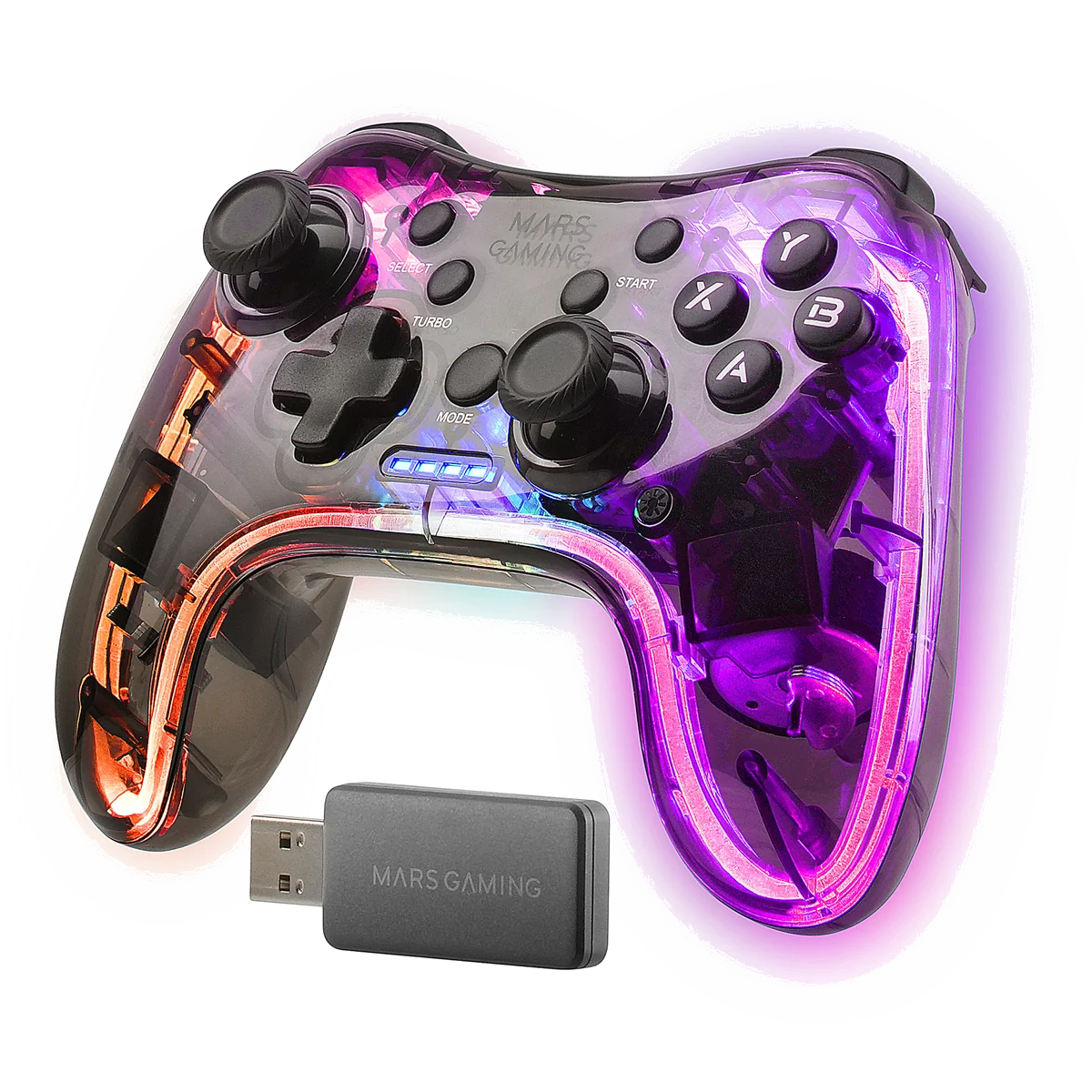 Mars Gaming MGP-24 Noir, Transparent RF Manette de jeu Android, MAC, PC, PlayStation 4, Playstation 3, Xbox 360