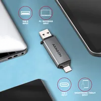 Axagon CRE-DAC USB-C+ USB-A 5 Gbps MINI card reader 2-slot & lun SD/microSD lecteur de carte mémoire USB 3.0 Type-A/Type-C Gris - 4