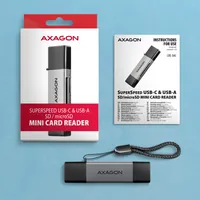 Axagon CRE-DAC USB-C+ USB-A 5 Gbps MINI card reader 2-slot & lun SD/microSD lecteur de carte mémoire USB 3.0 Type-A/Type-C Gris - 7