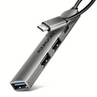 Axagon HUB USB HUE-STC, 4x USB ALU STRIP hub, 1x USB-A 5Gbps, 2x USB-A & 1x USB-C 480Mbps, kabel USB-C 12cm USB 3.2 Gen 1 (3.1 Gen 1) Type-C 5 Mbit/s Gris