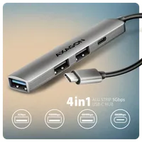 Axagon HUB USB HUE-STC, 4x USB ALU STRIP hub, 1x USB-A 5Gbps, 2x USB-A & 1x USB-C 480Mbps, kabel USB-C 12cm USB 3.2 Gen 1 (3.1 Gen 1) Type-C 5 Mbit/s Gris - 2