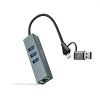 Nanocable Convertisseur USB-C+USB-A/M 3.0 vers Ethernet + 3xUSB-A 3.0