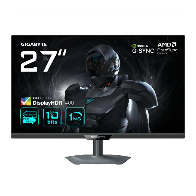 GIGABYTE G27U Moniteur de jeu 27” 4K UHD - Mode double (4K 160Hz ou FHD 320Hz), 3840 x 2160, 1ms, 350 cd/m², FreeSync Premium, DisplayHDR400, HDMI 2.1, DisplayPort 1.4