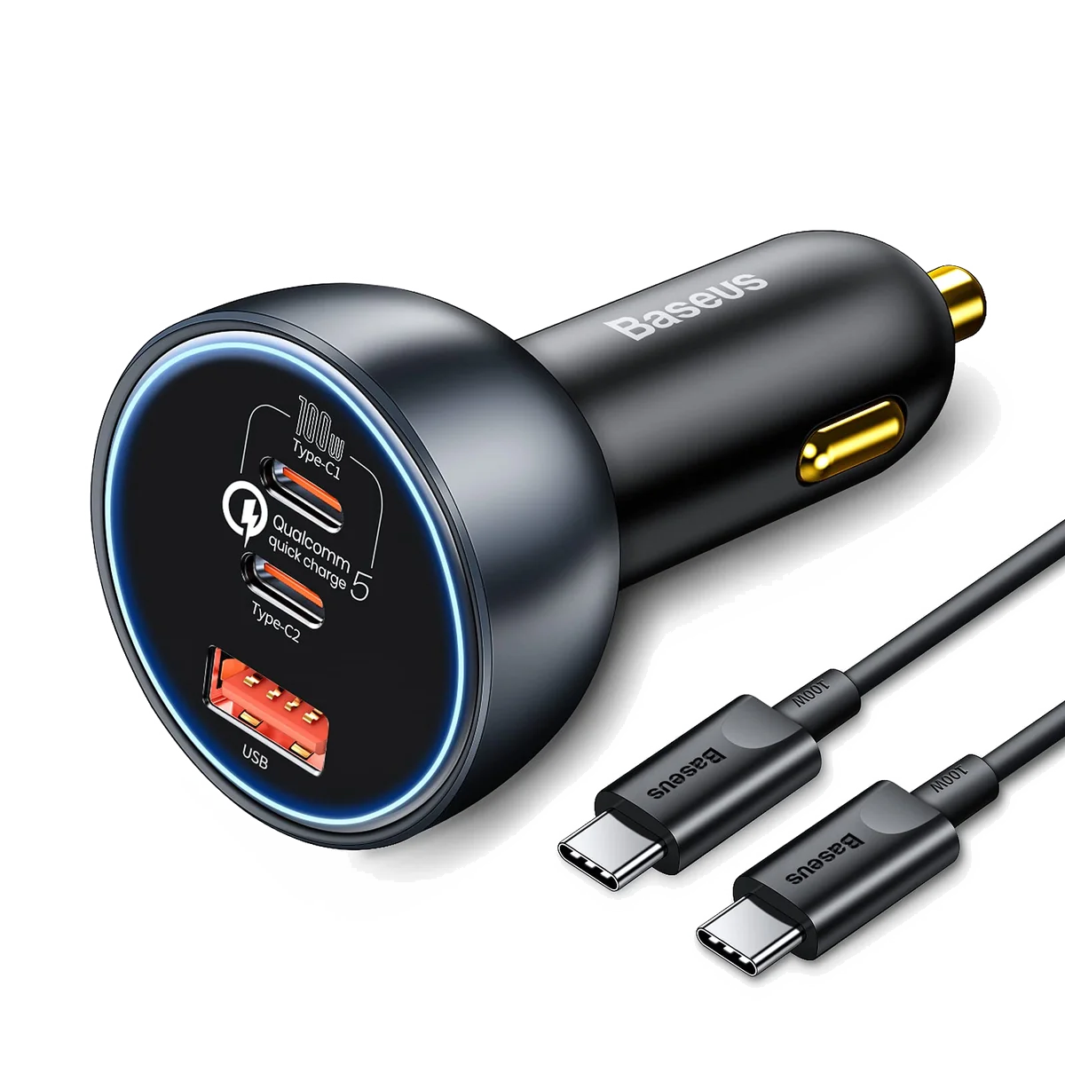 Chargeur de voiture Allume Cigare Baseus 2xUSB 24W Noir (2,4A)