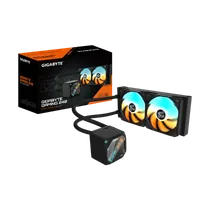 GIGABYTE GAMING 240 Refroidisseur Liquide pour CPU - 2x120mm Ventilateurs ARGB, mécanisme d’emboîtement coulissant, DAISY-CHAIN, Compatible Intel LGA 1851 et AMD AM5 - 1