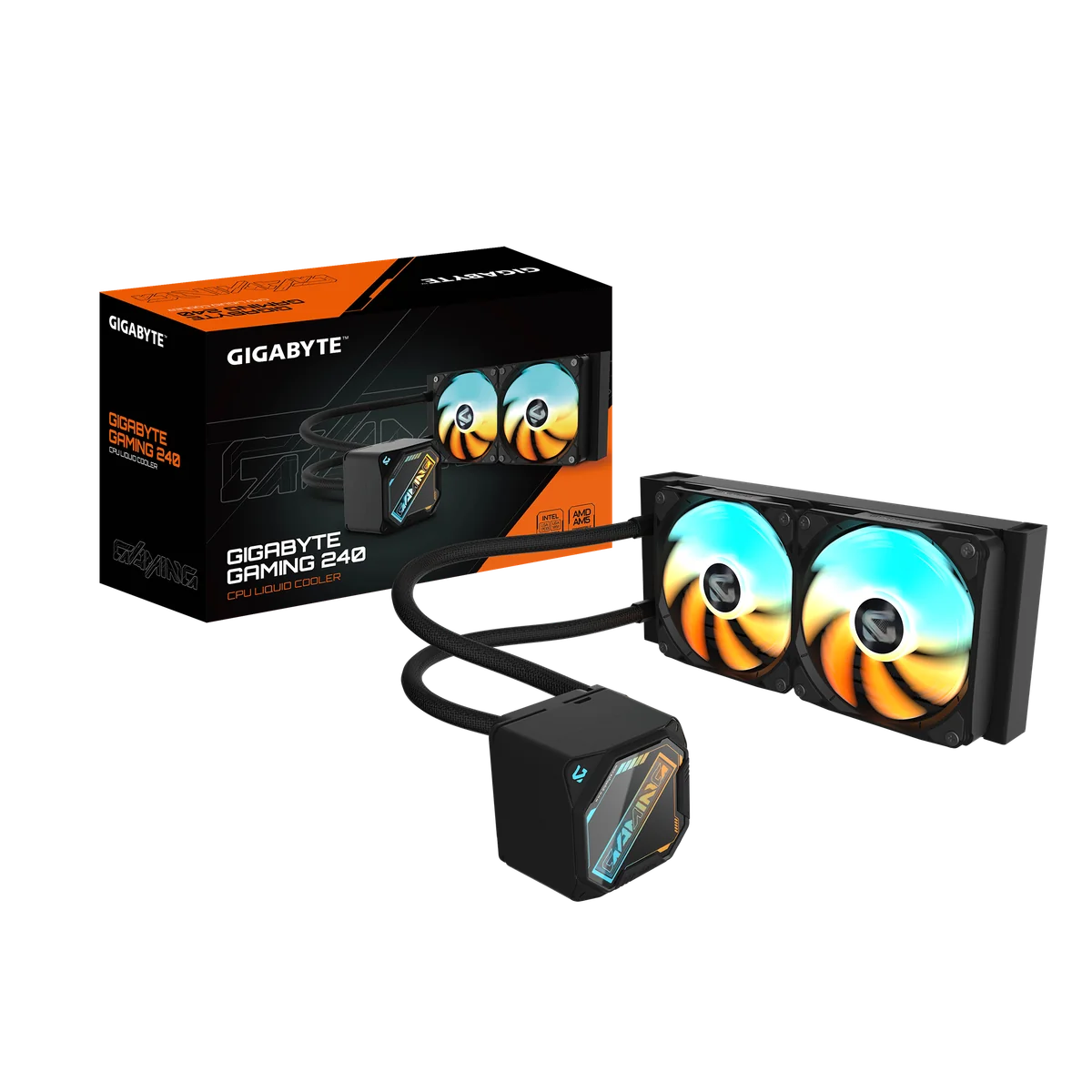 GIGABYTE GAMING 240 Refroidisseur Liquide pour CPU - 2x120mm Ventilateurs ARGB, mécanisme d’emboîtement coulissant, DAISY-CHAIN, Compatible Intel LGA 1851 et AMD AM5