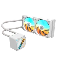 GIGABYTE GAMING 240 ICE Refroidisseur Liquide pour CPU - 2x120mm Ventilateurs ARGB, mécanisme d’emboîtement coulissant, DAISY-CHAIN, Compatible Intel LGA 1851 et AMD AM5 - 2