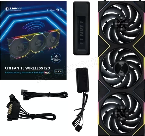 Lot de 3 Ventilateurs de boitier Lian Li Uni Fan TL Wireless RGB - 12cm (Noir)