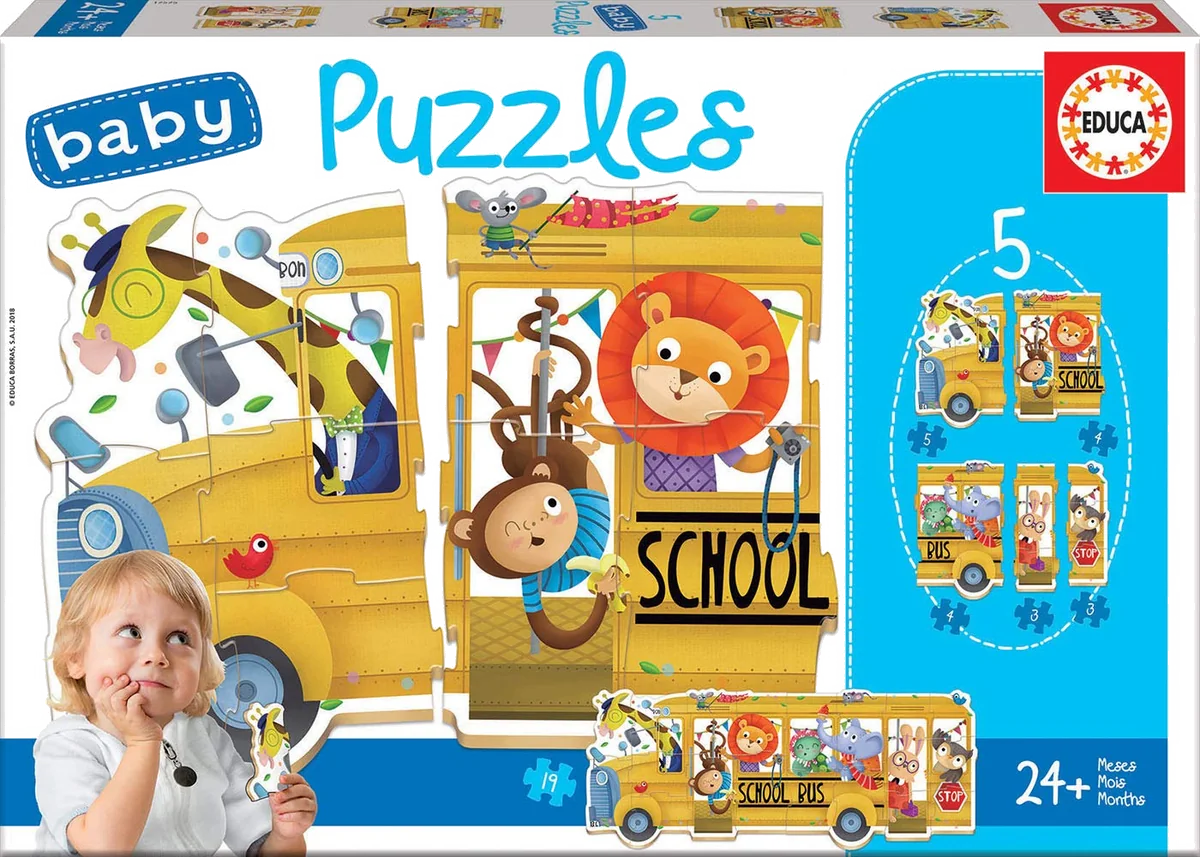 Puzzle Educa Baby - Autobus (5 puzzles)