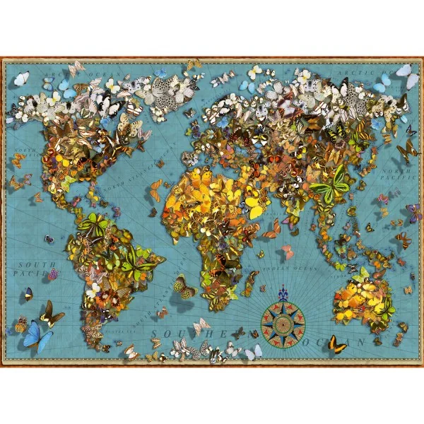 Puzzle Ravensburger - MappeMonde de Papillons (500 pièces)