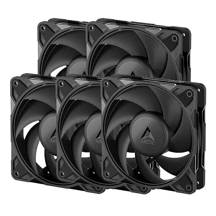 Lot de 5 Ventilateurs de boitier Arctic P12 Pro Low Noise - 12cm (Noir)