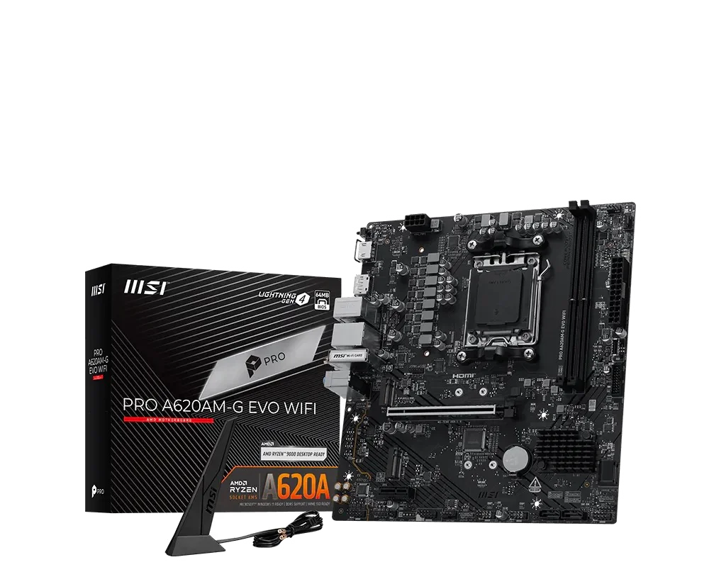MSI Pro A620AM-G EVO WIFI AMD A620A Emplacement AM5 micro ATX