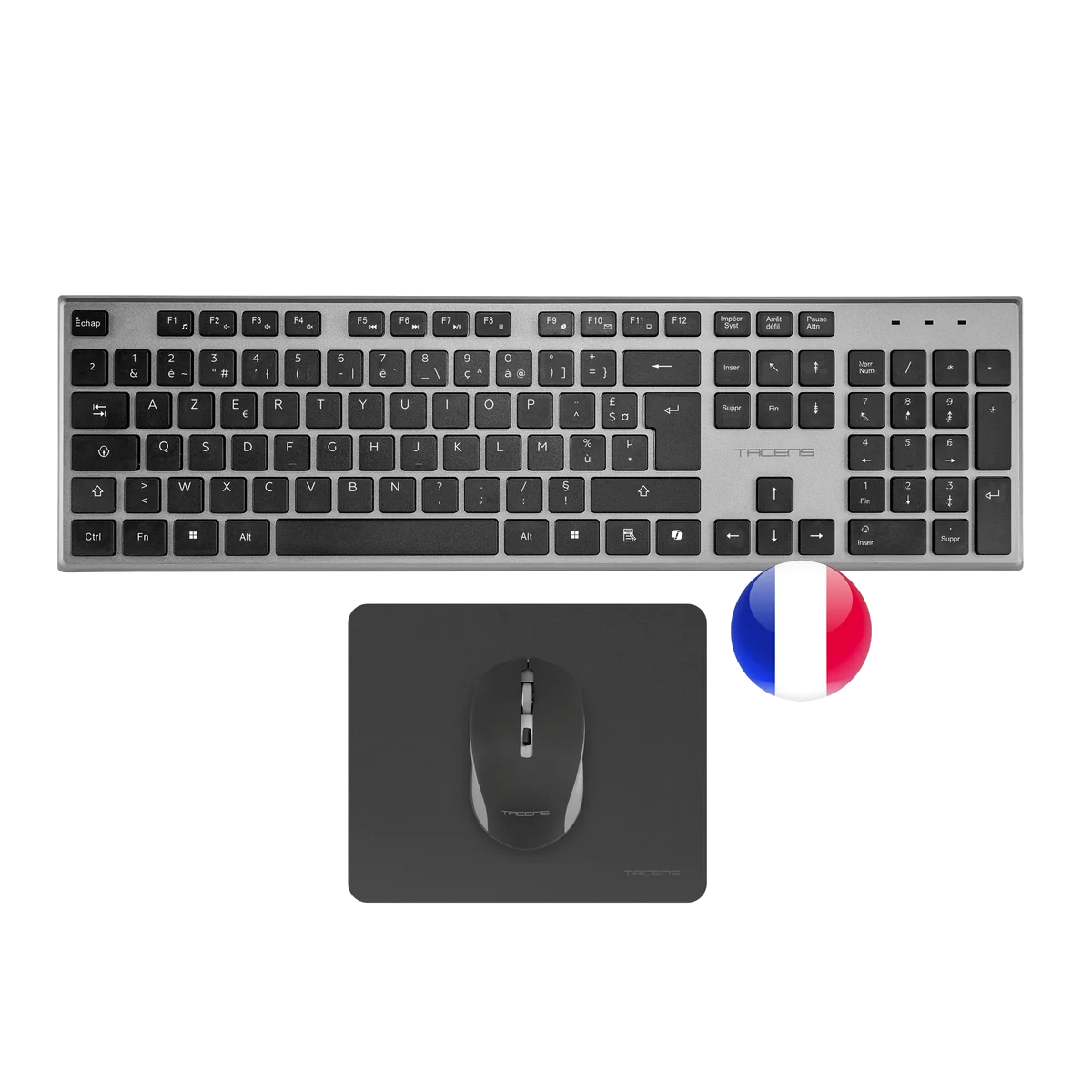 Tacens 6ZENITHFR clavier Souris incluse maison/bureau RF sans fil AZERTY Français Gris