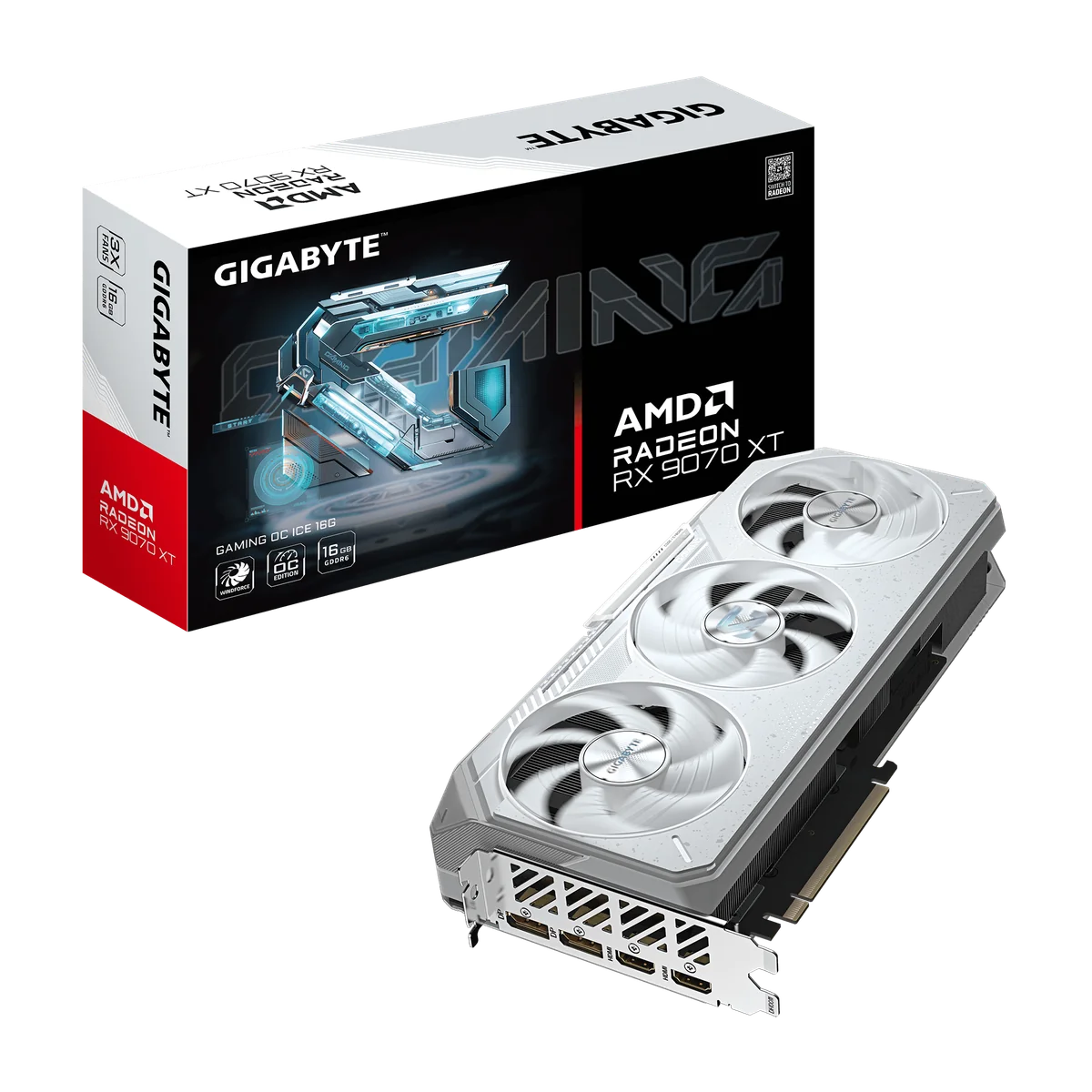 GIGABYTE Radeon RX 9070 XT GAMING OC ICE 16G Carte Graphique - 16GB GDDR6, 256bit, PCI-E 5.0, 3060 MHz Fréquence du cœur, 2 x DisplayPort, 2 x HDMI, GV-R907XGAMINGOCICE-16GD
