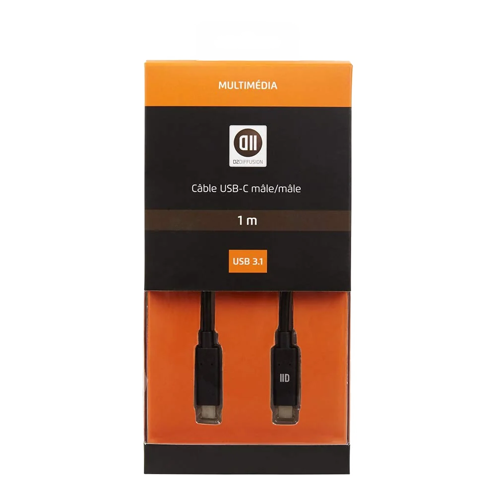 D2 - CABLE CHARGE/SYNC. USB-C (M/M) 1m Noir