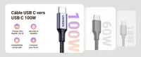 Cable USB-C (M/M) Hi-Speed coudé 100W - 1.00M * 150350 - 1