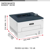 Xerox B230 Imprimante recto verso sans fil A4 34 ppm, PCL5e/6, 2 magasins Total 251 feuilles - 12