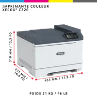 Xerox C320 Imprimante recto verso sans fil A4 33 ppm, PS3 PCL5e/6, 2 magasins Total 251 feuilles - 9