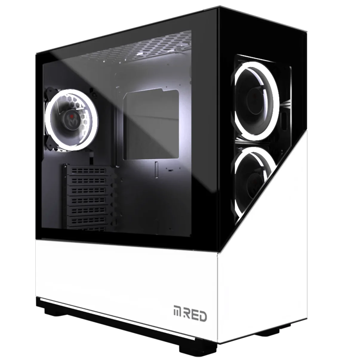 BOITIER M.RED ELITE WHITE Rainbow ARGB MR-007 MT/ATX sans Alim.