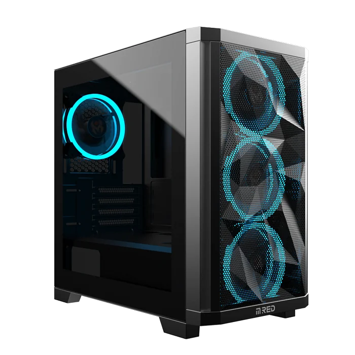 BOITIER M.RED STARDUST Mini verre 2x120mm RGB sans Alim/mATX * Noir