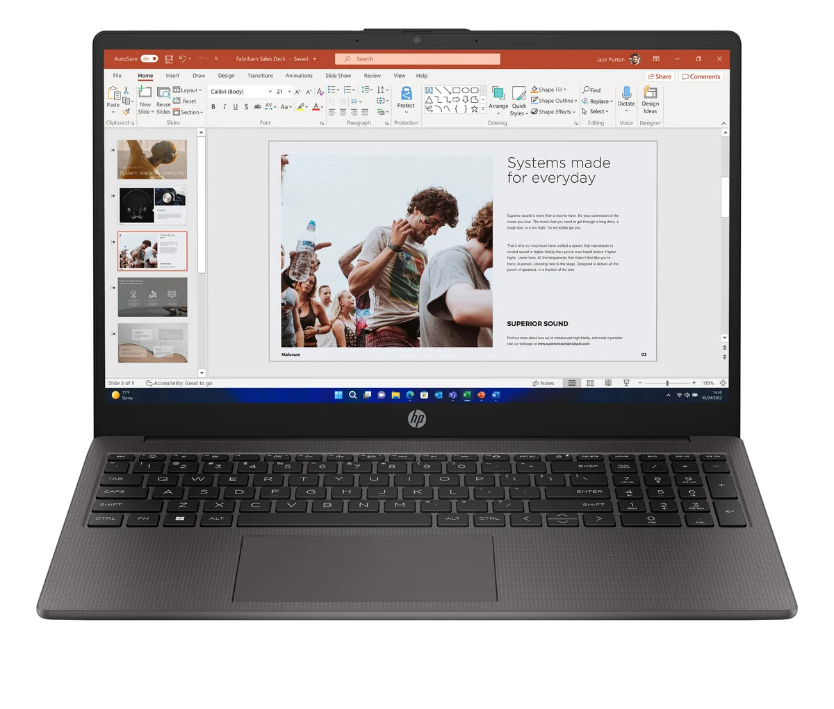 HP 255 G10 AMD Ryzen™ 3 7330U Ordinateur portable 39,6 cm (15.6") Full HD 8 Go DDR4-SDRAM 256 Go SSD Wi-Fi 6 (802.11ax) Windows 11 Home Noir